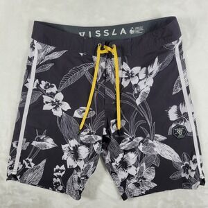 VISSLA Black and White Floral Men's Board Shorts 30